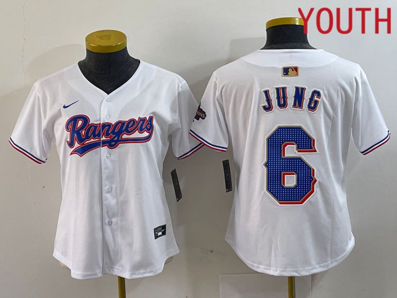 Youth Texas Rangers #6 Jung White Champion Game Nike 2024 MLB Jersey style 1